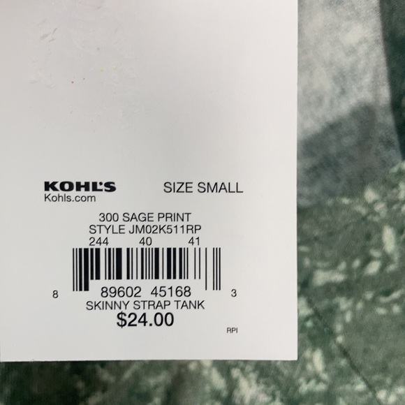 3/$15 So skinny strap tank green print soft boho casual sleeveless top S jr - Picture 9 of 17